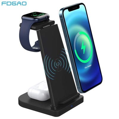 15W Fast Charge 3 In 1 Qi Wireless Charger Pad Dock Station