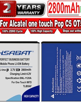 HSABAT 2800mAh TLiB5AF Battery for Alcatel one touch Pop C5