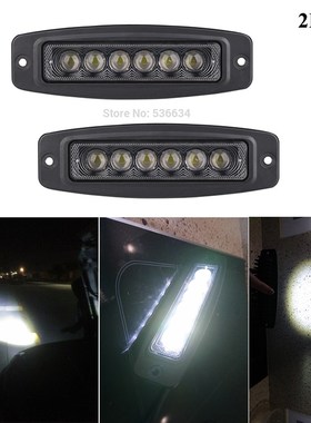 2Pcs 6 Inch 18W Work Lamp Single Row Waterproof Led Light Ba