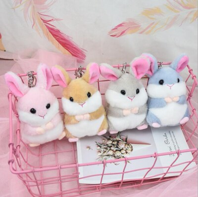 Cute super cute rabbit hamster plush keychain doll pendant