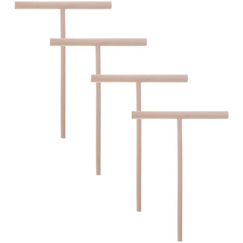 4Pcs T Shape Crepe Maker Pancake Batter Wooden Spreader , Wo