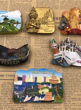 Resin Fridge Magnet Thailand Phuket Singapore Merlion Panor