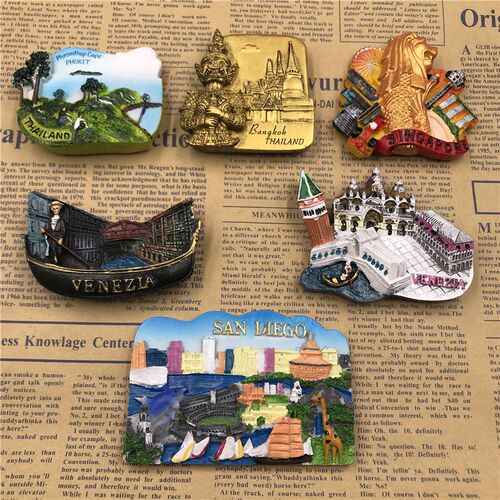 Resin Fridge Magnet Thailand Phuket Singapore Merlion Panor