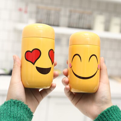 Super Cute Smiling Face Expression Thermos Cup Stainless St