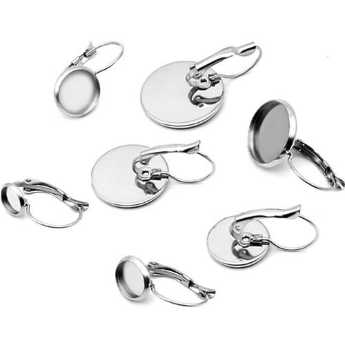10pcs Stainless Steel Women's Earring Hooks Cabochon Blank