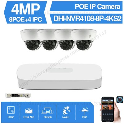 Dahua 4MP 8+4 Security CCTV Camera Kit NVR4108 8P 4KS2 IP C
