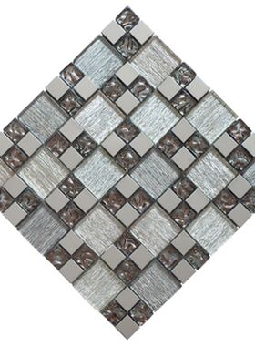 11 pcs/pack, Mordern Grey Silver Glass Wallpaper Mosaic Tile