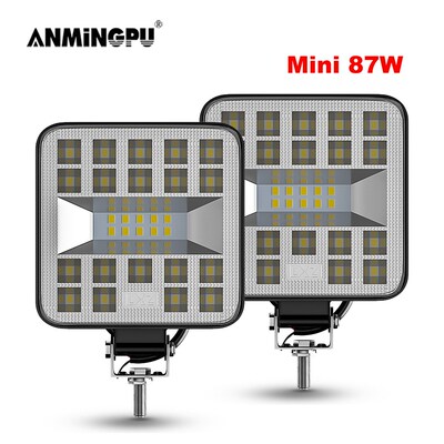 Mini 12V 24V 87W LED Work Light Bar Off Road Spot Flood LED