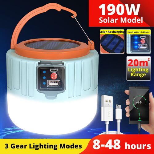 60/190/280W Camping Light Outdoor Solar LED Bulb Lights Batt