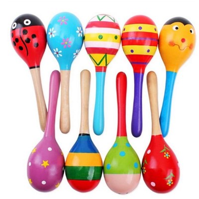 1Pcs Colorful Baby  Wooden Maracas  Rattle Kids  Sand Hammer