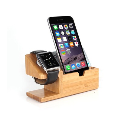Bamboo Wood Charging Dock Station 3 USB Mobile Phone Mount