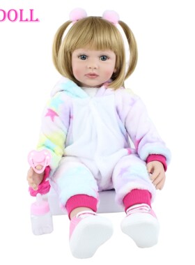 60cm Silicone Reborn Baby Doll  Vinyl Blonde Princess Toddle