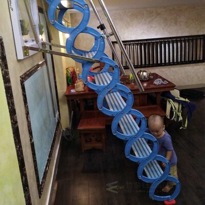 Folding Loft Ladder Stairs Steel Metal Large Wall Mounted Lo