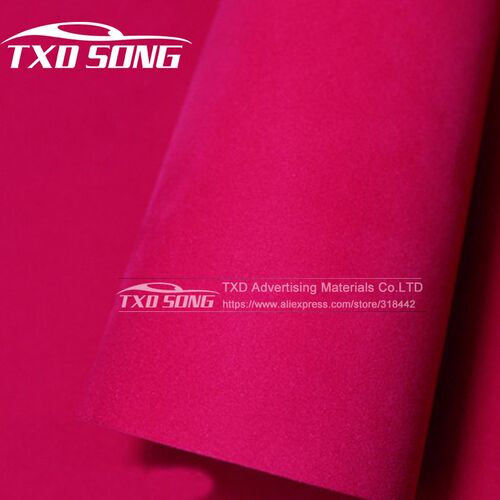 Good quality Rose Red Velvet Fabric Car Interior Wrap Film