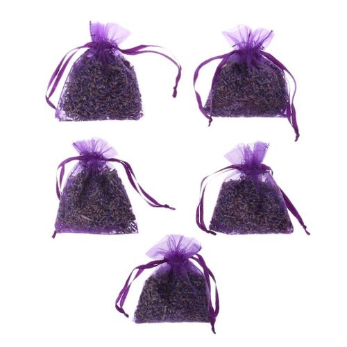 5Pcs Real Lavender Organic Dried Flowers Sachets Buds Bag Fr