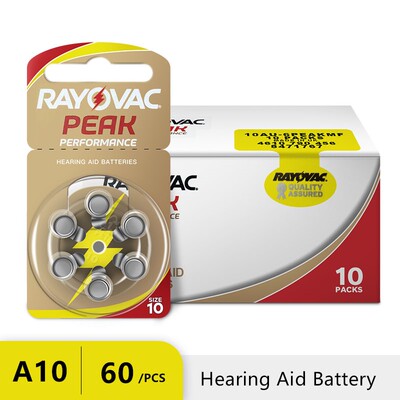 60 Pcs NEW Zinc Air 1.45V Rayovac Peak Zinc Air Hearing Aid