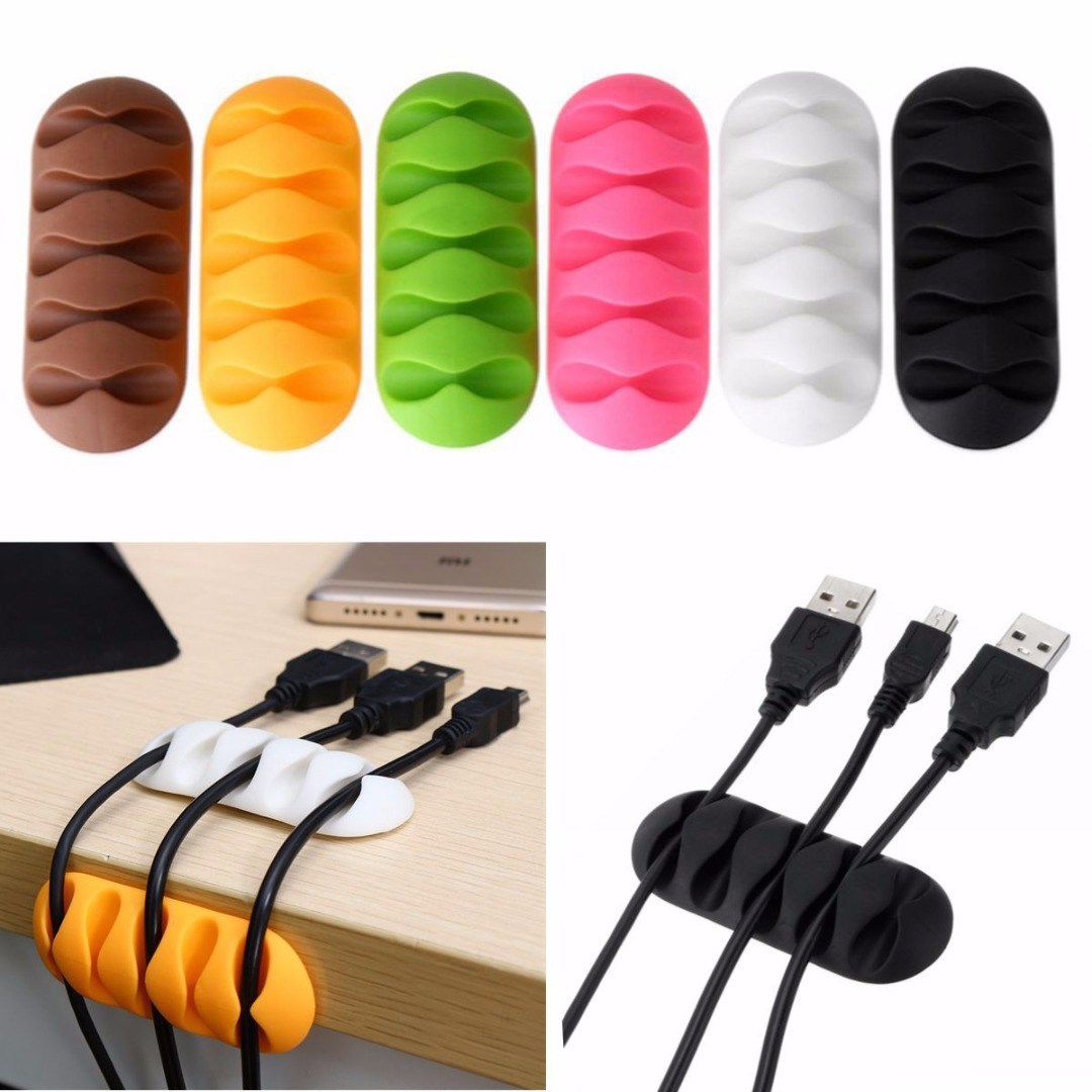 2pc Self-Adhesive Cable Mount Clips Table Organizer Drop Wir