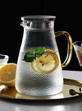 Glass Water Jug Glass Pitcher Water Carafe with Handle Hot C