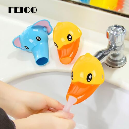 FEIGO 1Pc Cute Cartoon Elephant Bathroom Faucet Sink Extende