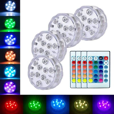 Battery Operated 10leds RGB Led Submersible Light Underwater