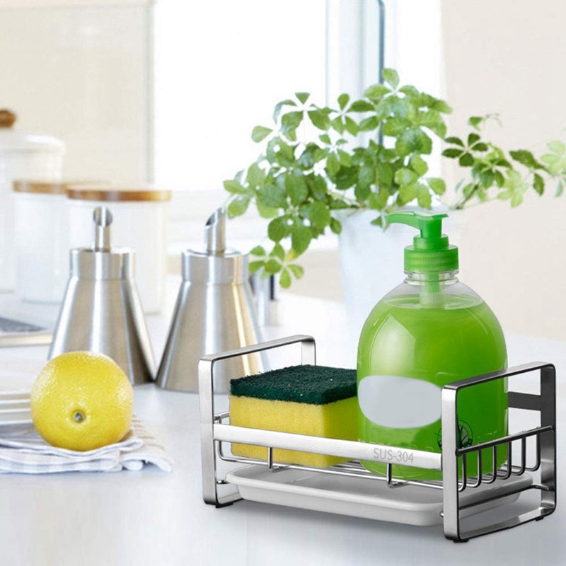 Sponge Holder, Sponge and Soap Holder for Kitchen Sink, 304