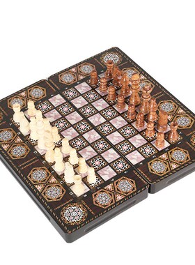 Chess  Set Wooden Chess 3 in 1 Checkers Chess Backgammon Tra