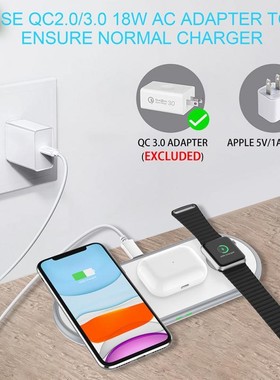 NEW 3 in 1 Wireless Charger 10W Fast Charging Pad For iPhon