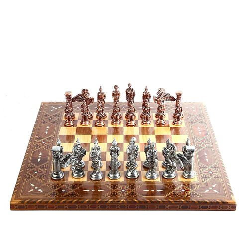 Mythologic Pegasus Antique Copper Metal Chess Set,Handmade P
