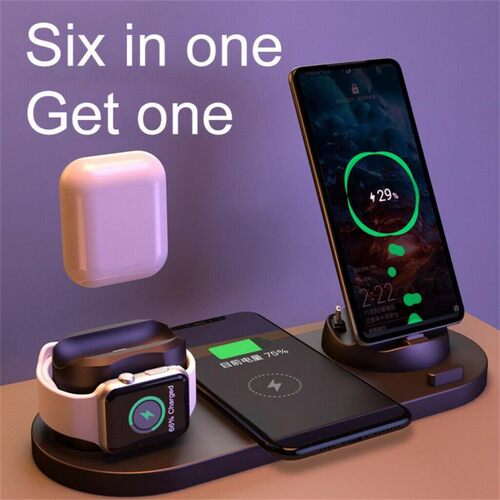 6 In1 10W Wireless Charger Stand Dock For IPhone 11 Pro Xs