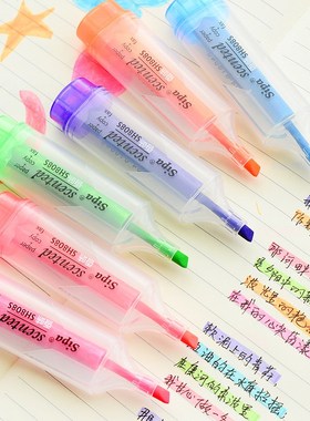 7pcs/lot Kawaii Candy Color Oblique Magic Gel Marker Highli