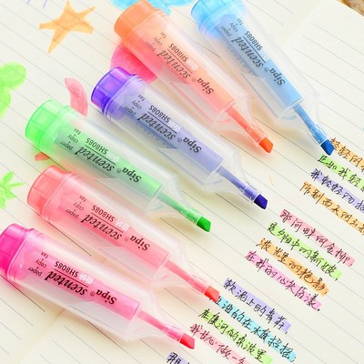 7pcs/lot Kawaii Candy Color Oblique Magic Gel Marker Highli