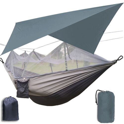 Outdoor Camping Hammock with Mosquito Net and Sun Shelter, P