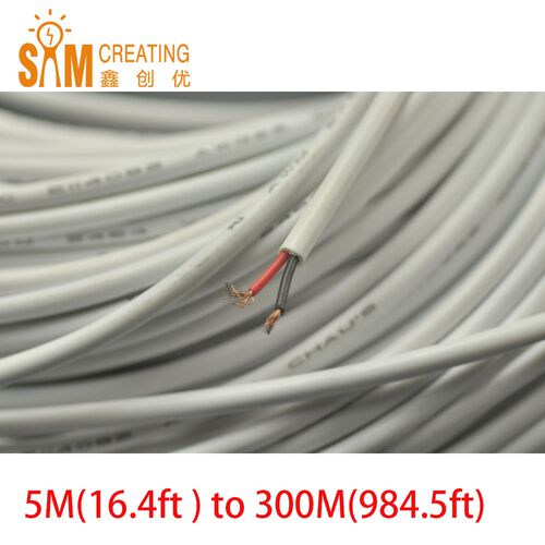 White Jacketed LED Extension Cable Wire Cord 2Pin Line Free