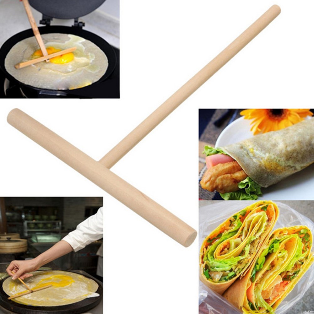1PCS Chinese Wooden  Crepe Maker Pancake Batter Spreader  Mu
