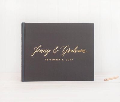 personalized names hardcover Wedding Guest Book with Real G