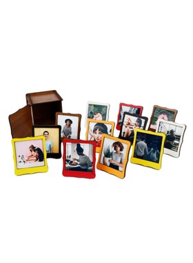 Colorful Mini Polaroid Frames with 12 Photos in Wooden B