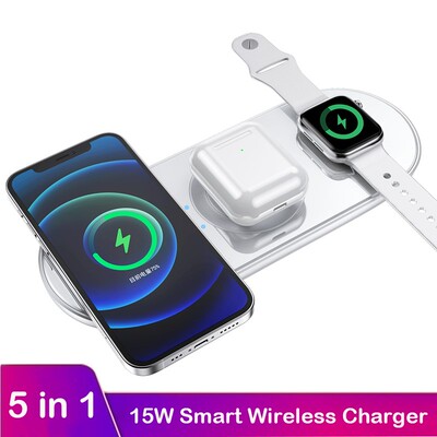 5in1 15W Wireless Charger For iPhone 12 Pro MAX 11 XS Qi Fs