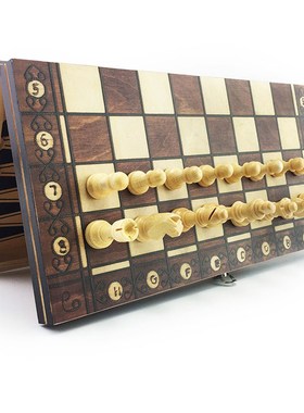 Super Magnetic Wooden Chess Backgammon Checkers 3 in 1 Chess
