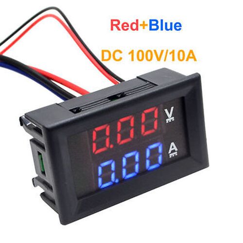 DSN-VC288 DC 100V 10A Voltmeter Ammeter Blue + Red LED Amp D