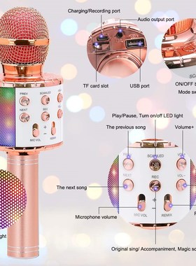 Kids Wireless Karaoke Microphone Bluetooth Handheld Portable