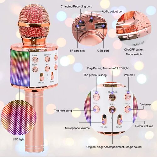 Kids Wireless Karaoke Microphone Bluetooth Handheld Portable