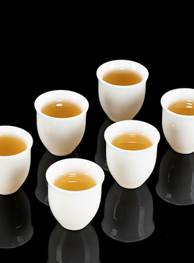 钰铨龙门 上釉陶瓷茶杯德化羊脂玉瓷冰种功夫茶具喝茶品茗客人杯