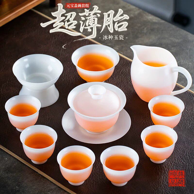 钰铨龙门超薄胎元宝盖碗套组