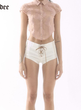 Badee 美式复古辣妹低腰短裤女夏季新款修身显瘦百搭休闲裤