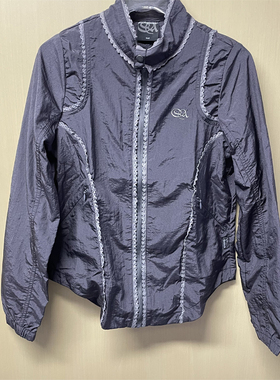 SCULPTOR早秋褶皱蕾丝立领尼龙夹克修身短款运动外套