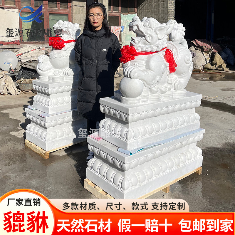 石雕貔貅一对招财汉白玉青石貔貅大型公司家用别墅门口看门摆件