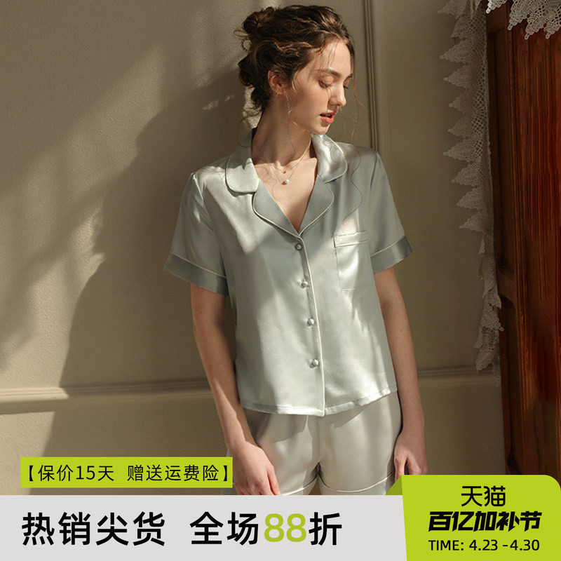 桑蚕丝睡衣女真丝短袖短裤2025新款夏天薄款宽松丝绸家居服套装