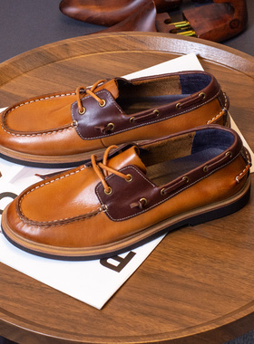 男士休闲帆船鞋sperry top-sider莫卡辛鞋真皮手工鞋英伦透气皮鞋