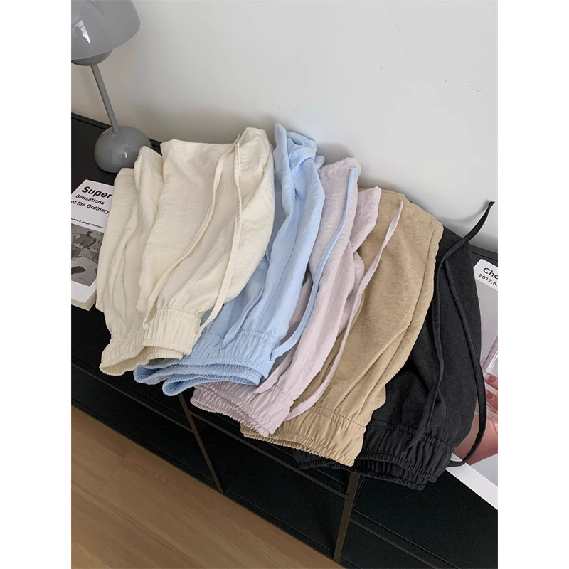 纯色夏季外穿休闲运动短裤女韩版洋气减龄高腰宽松阔腿跑步热裤