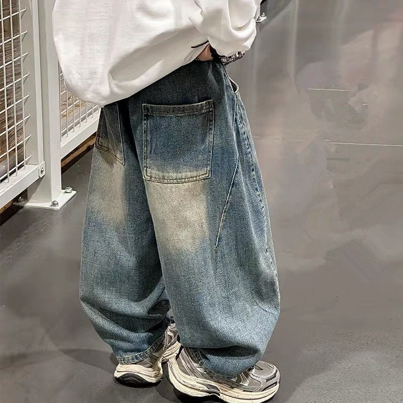 儿童牛仔裤春秋2025新款男童宽松直筒裤子男孩帅气休闲长裤街舞潮